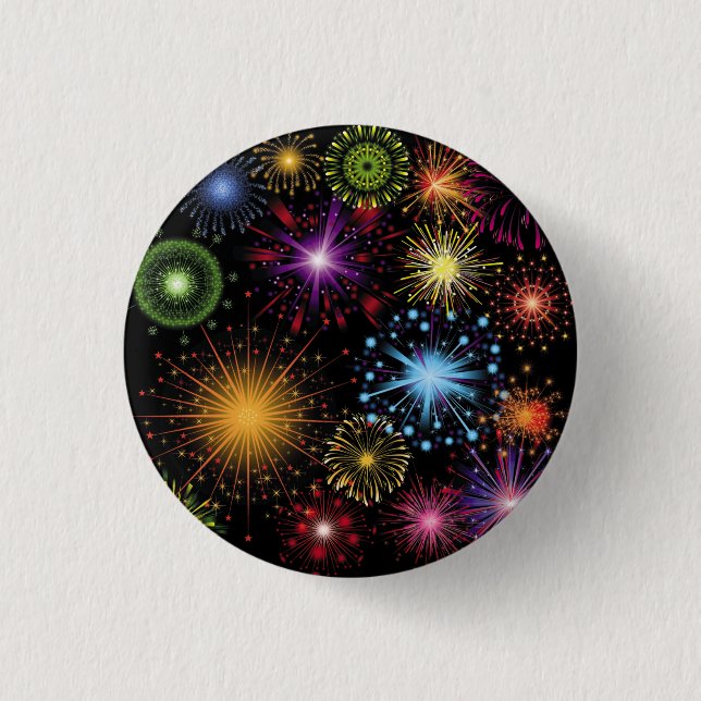 Fireworks Farbenfrohe, dynamische glanzende Dekora Button (Vorderseite)