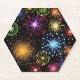 Fireworks Farbenfrohe, dynamische glanzende Dekora Untersetzer