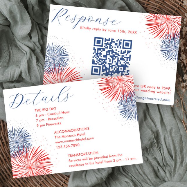 Fireworks & Forever RSVP & Details Cards Karte (Von Creator hochgeladen)