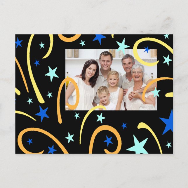 Fireworks Happy New Year Foto Postkarten (Vorderseite)