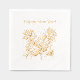 Fireworks Happy New Year Servietten Mit Folie