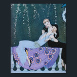 Fireworks in Paris Art Deco Poster<br><div class="desc">Fireworks in Paris Art Deco poster. An art deco illustration by Georges Barbier. Fireworks in Paris features a romantic scene depicting a woman in a blue dress leaning lovingly into the arms of a young man in a tuxedo. The woman lifts a rose to his cheek as fireworks bloom above...</div>