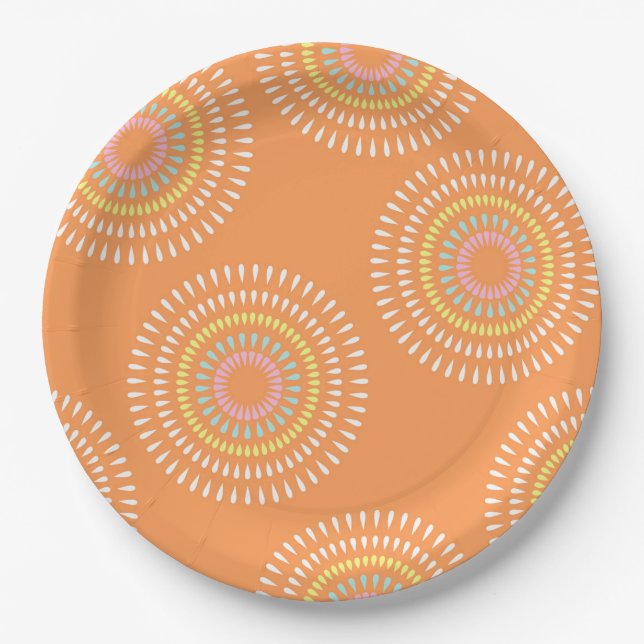 Fireworks Japanese Orange Pappteller (Vorderseite)