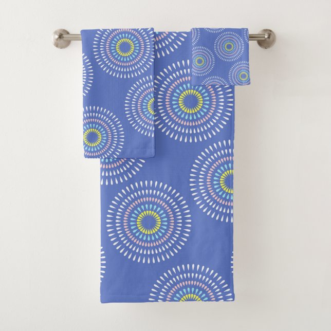Fireworks Japanisch Blue Badhandtuch Set (Insitu)
