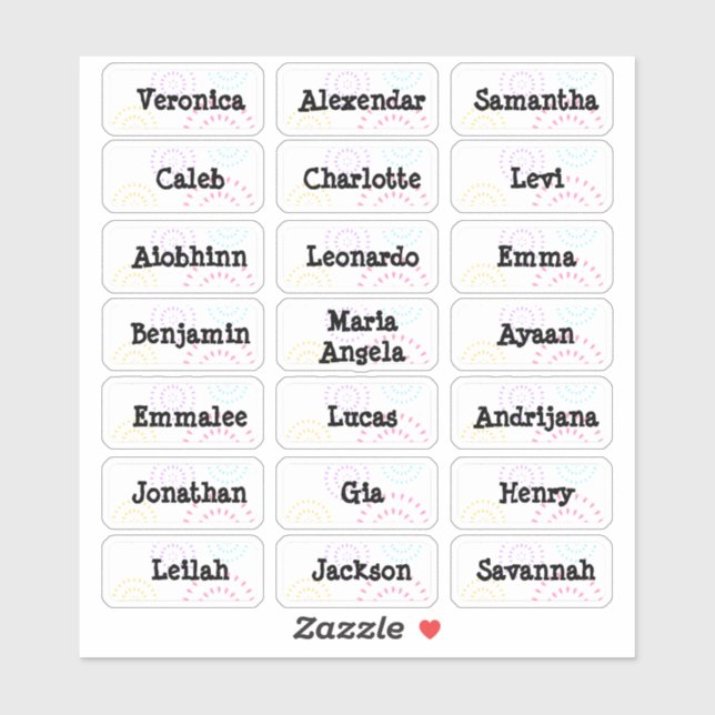Fireworks Mehrere Namensaufkleber Aufkleber (Blatt)
