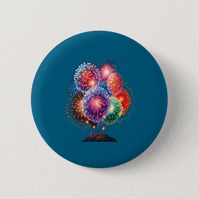 Fireworks New Year's Eve Party Long Sleeve  Button (Vorderseite)