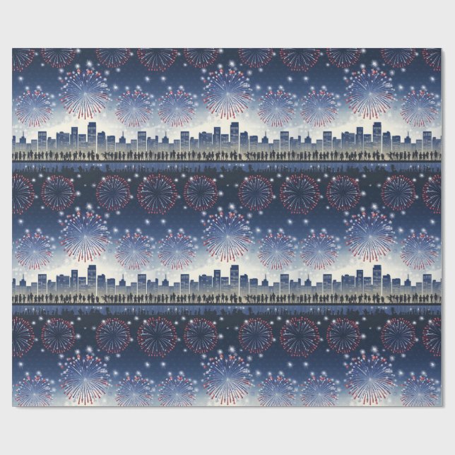 Fireworks Over City—United States 250 Celebration Geschenkpapier (Flach)