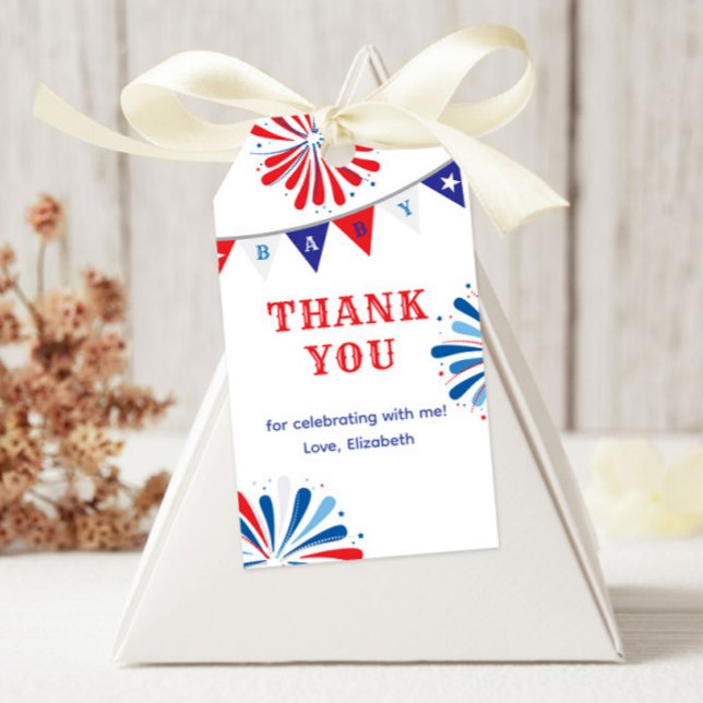 Fireworks Patriotic Baby Dusche Geschenkanhänger (Von Creator hochgeladen)