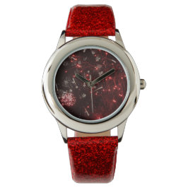 Fireworks Red Glitzer Watch Armbanduhr