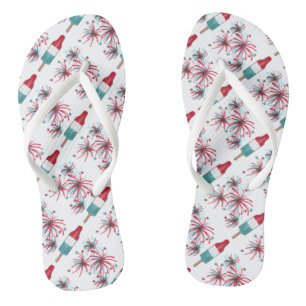 Fireworks Red White Rocket Pop 4. Juli Flip Flops
