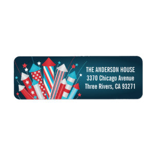 Fireworks Rockets 4. Juli Address Labels
