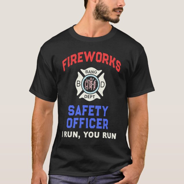 FIREWORKS SICHERHEIT OFFICER Amerika Feuerwehrauto T-Shirt (Vorderseite)