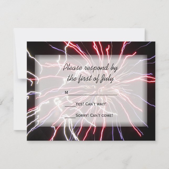Fireworks Summer Wedding RSVP Response Card Karte (Vorderseite)