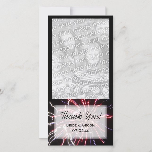 Fireworks Summer Wedding Vielen Dank Foto Card Dankeskarte (Vorderseite)