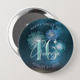 Fireworks Sweet 16 Aquamarin ID984 Button
