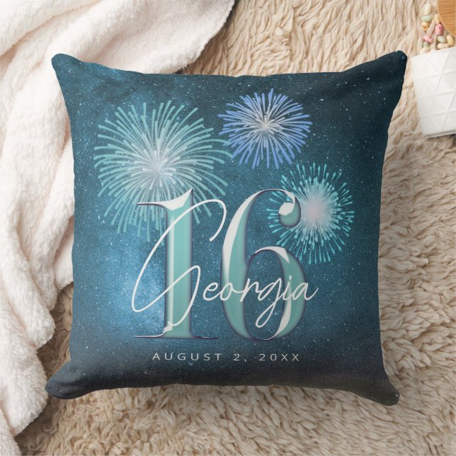 Fireworks Sweet 16 Aquamarin ID984 Kissen (Decke)