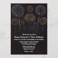 Fireworks Thème Black Gold Wedding Invitations