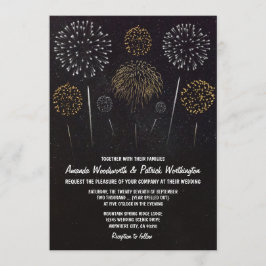 Fireworks Thème Black Gold Wedding Invitations
