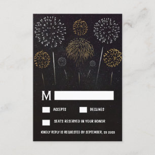 Fireworks Thème Noir Noir Mariage Cartes RSVP