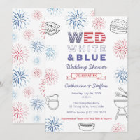 Fireworks Wed White Blue Cookout Paare Dusche
