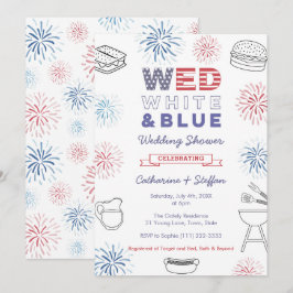 Fireworks Wed White Blue Cookout Paare Dusche Einladung