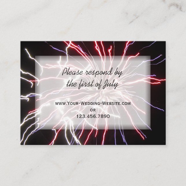 Fireworks Wedding RSVP Response Card Begleitkarte (Vorderseite)