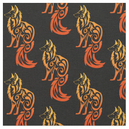 Firey roter Stammes- Fox Kitsune Stoff