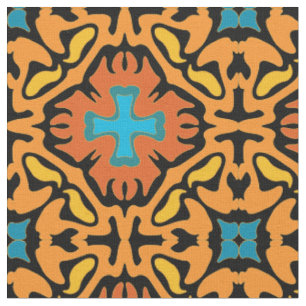 Firey spanische Fliese mit blauen Akzenten Stoff