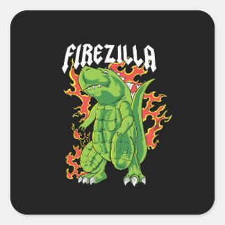 Firezilla Green and Fire Monster Quadratischer Aufkleber