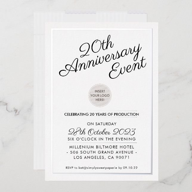 FIRMA ANNIVERSARY PARTY Modernes Business Silber Folieneinladung (Briefumschlag)
