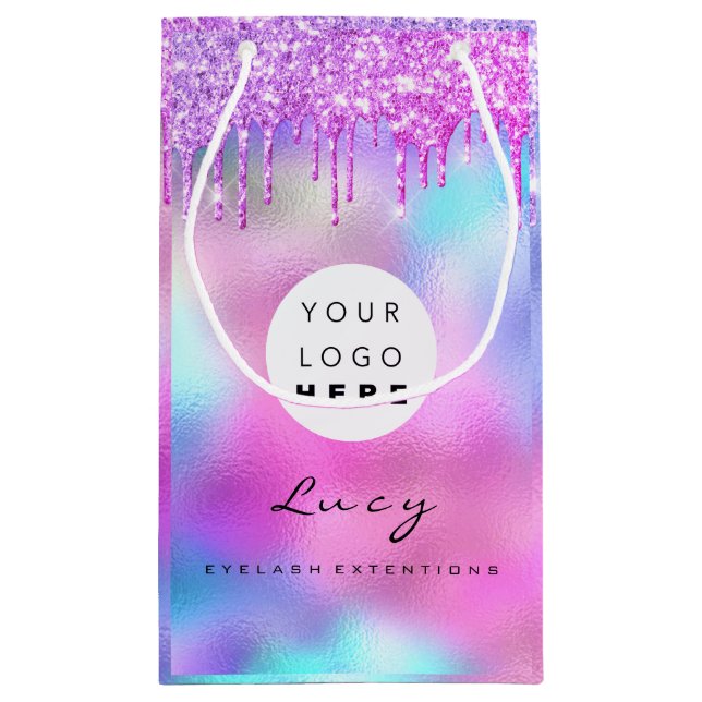 Firma für benutzerdefinierte Logos Rosa Tropfen Ho Kleine Geschenktüte (Rückseite)
