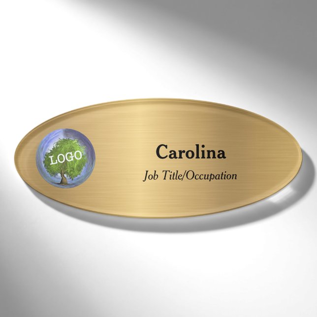 Firma Magnetic Oval Gold Namenschild (Vorderseite)