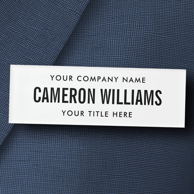 Firma, Name und Bezeichnung weiß Namenschild (Company, name and title white magnetic name tag)