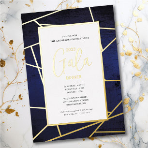 Firmen-Gala-Dinner Elegant Blau Gold Folieneinladung