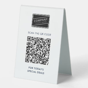 Firmen-QR-Code und Geschäftslogo hinzufügen Tischaufsteller