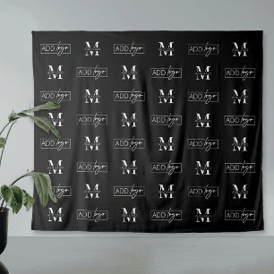 Firmen-Step-Repeat-Zwei-Logo-Großes-Schwarzes-Bann Wandteppich