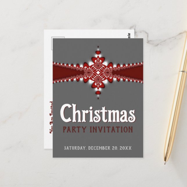 Firmenbüro Stilvolles Weihnachtsfest Party Einladu Postkarte (Vorderseite/Rückseite Beispiel)