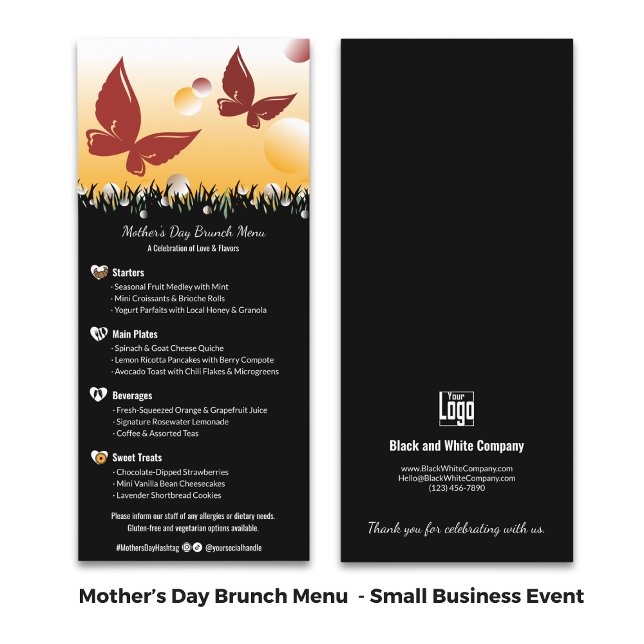 Firmenfeiertag Muttertag Brunch Menükarte (Business Special Event Mother's Day Brunch Menu)
