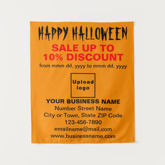 FirmenHalloween-Verkauf auf orangefarbenen Tapisse Wandteppich (Vorderseite)