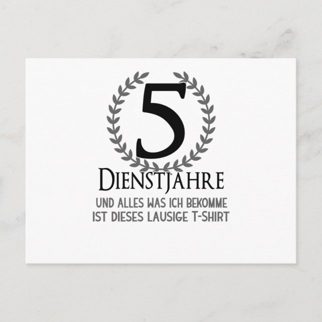 Firmenjubiläum 5 Jahre Mitarbeiter Postkarte (Vorderseite)