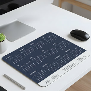 Firmenkalender 2026 auf einen Blick in Navyblau Mousepad