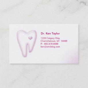 Firmenkarte für Dental Molar Heart Logo Rosa 2 Visitenkarte