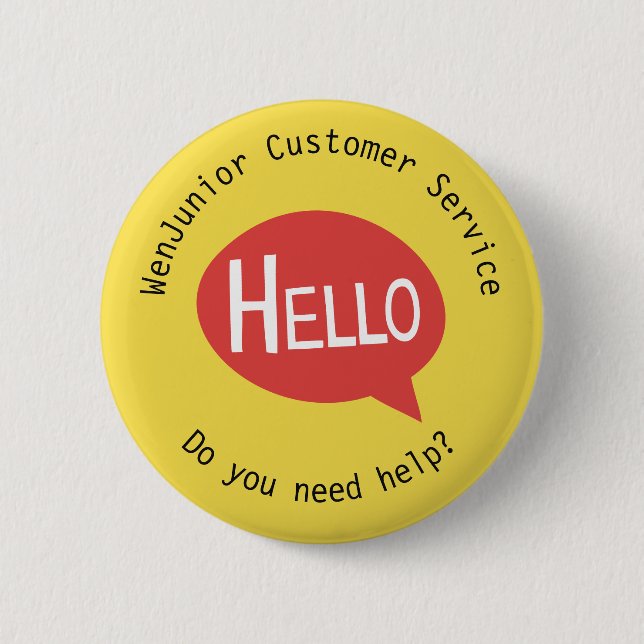 Firmenkunde-Service-hallo Hilfsgelbe Gewohnheit Button (Vorderseite)