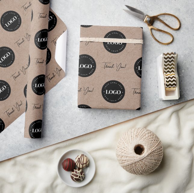 Firmenkundenspezifische Logos Danke Kraft Look Geschenkpapier (Basteln)