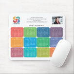 Firmenlogo 2026 Business Colorful Kalender Mousepad<br><div class="desc">Dieses bunte, lustige Business Kalender Mousepad wird mit Ihrem beruflichen Firmennamen unter dem Namen des Agenten über den lustigen Farben für jeden Monat erstellt. Dieses niedliche, moderne Kalendergeschenk enthält auf der einen Seite Ihr Logo und auf der anderen ein personalisiertes Foto. Zeitgemäße Marketing-Tools für ein Unternehmen im Jahr 2026. Die...</div>