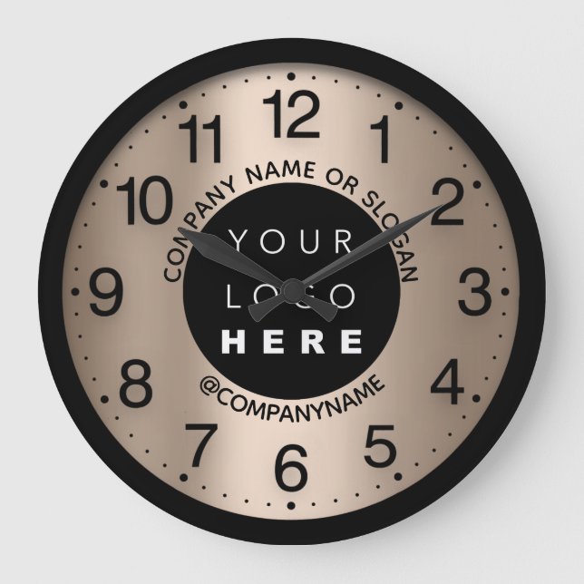 Firmenlogo Abstrakte Rose Skinnenname Slogan Große Wanduhr (Vorderseite)