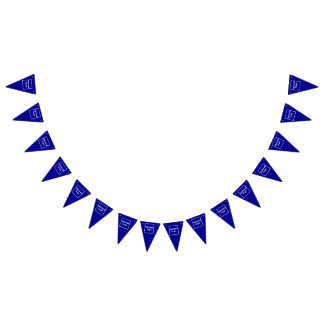 Firmenlogo auf Banner für blaues Dreieck