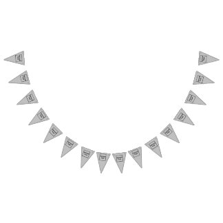 Firmenlogo auf grauem Dreieck-Banner Wimpelkette