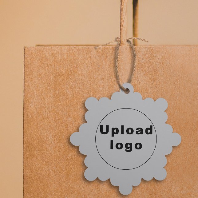 Firmenlogo auf grauem Snowflake-Shape-Papier Ornament Karte (Your business logo on gray snowflake shape paper ornament.)