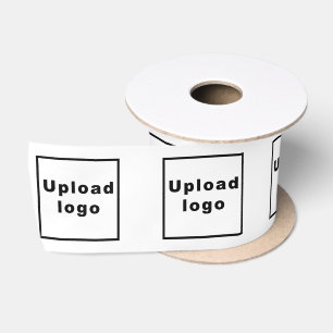 Firmenlogo auf weißem Flachband Satinband